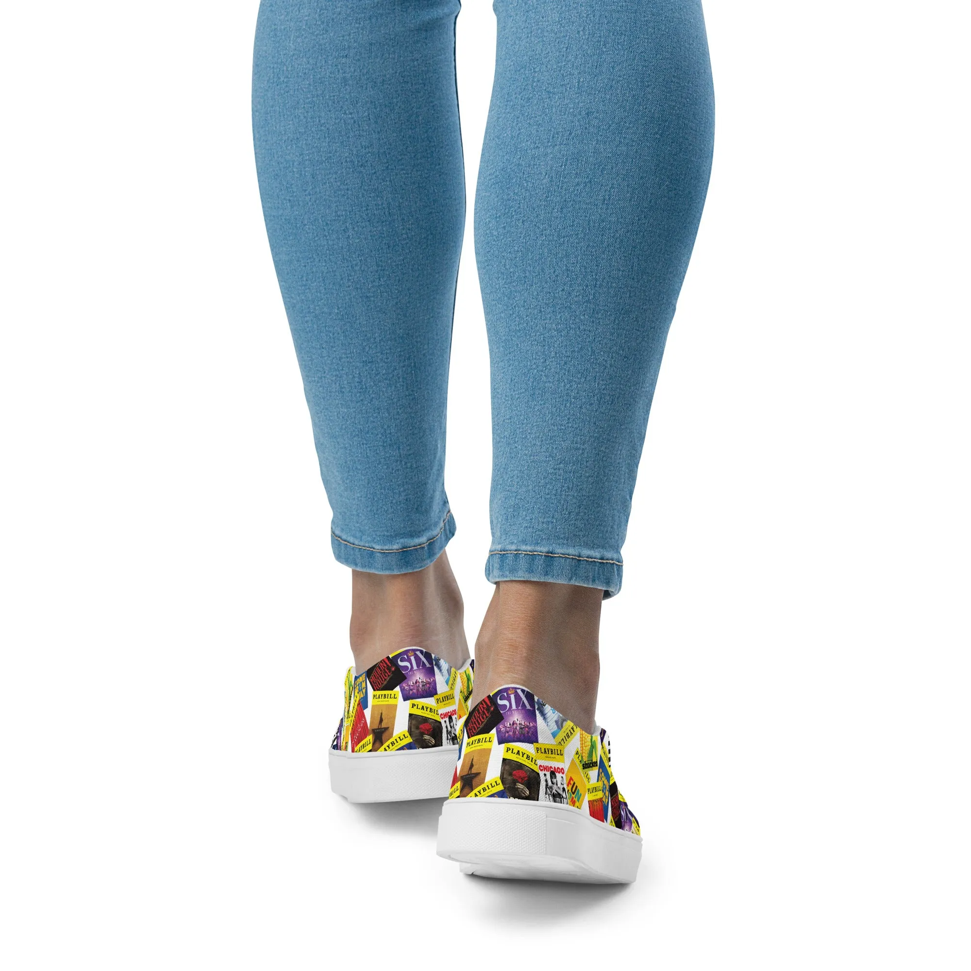 Playbill Covers - Women’s Slip-On Canvas Shoes in White
