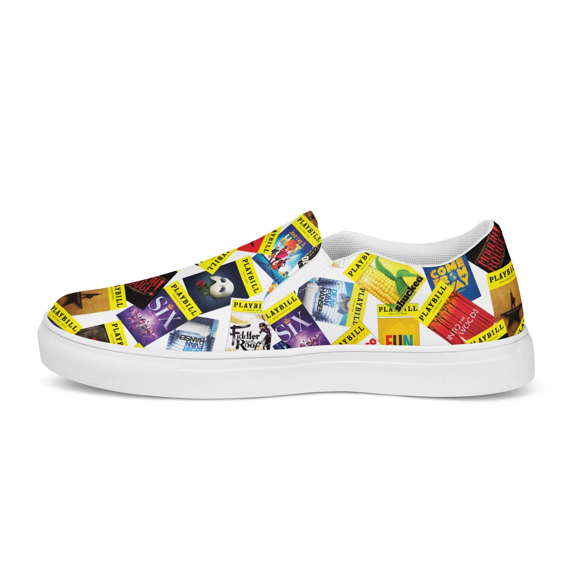 Playbill Covers - Women’s Slip-On Canvas Shoes in White