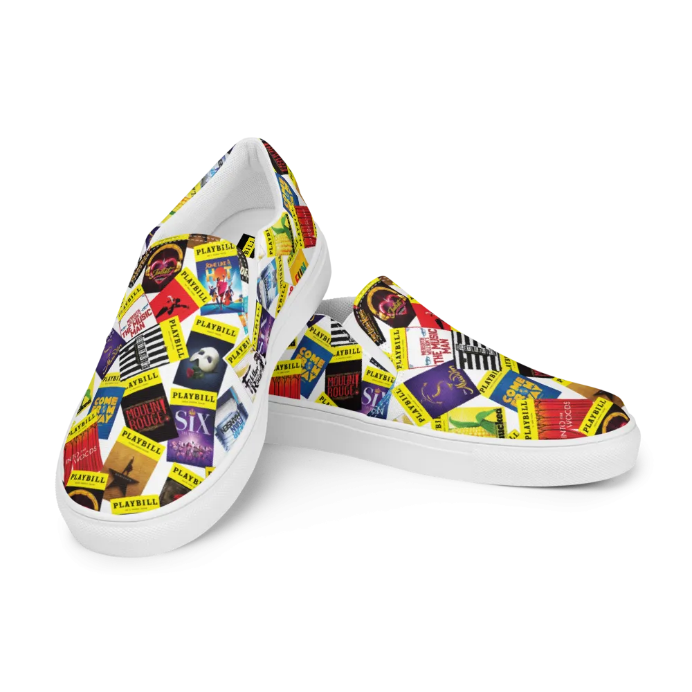 Playbill Covers - Women’s Slip-On Canvas Shoes in White