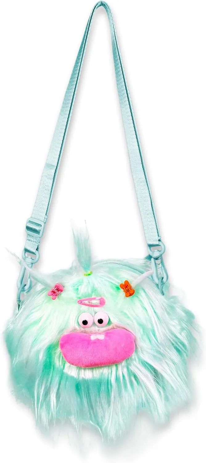 PLURby Rave Bag - Monster Toy Bag - Crossbody Fuzzy Bag - Furry Festival Plush Bag - Kids Shoulder Carry Bag - Mini Backpack