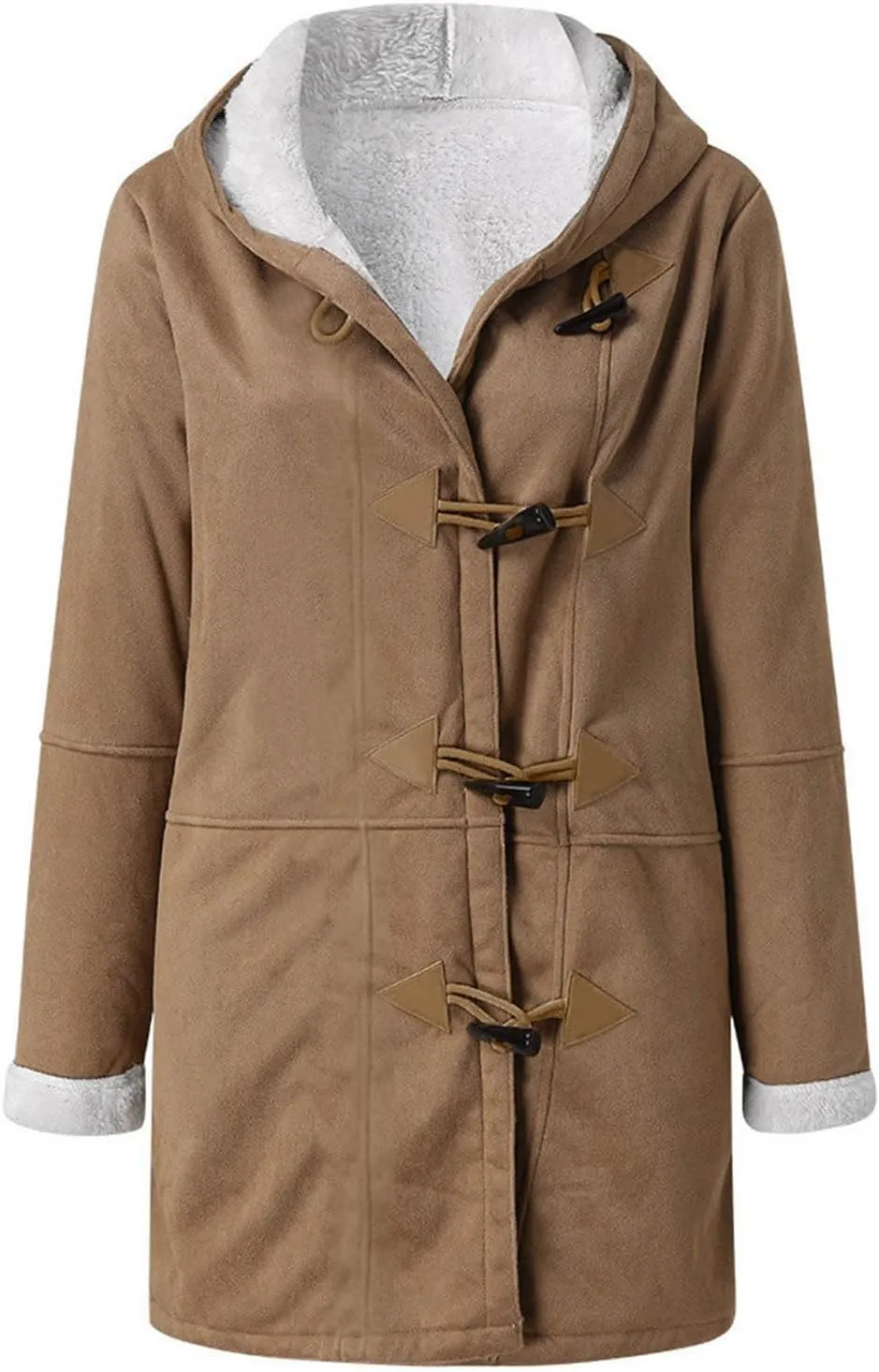 Plus Size Winter Coats for Women 2024 Warm Fleece Lined Jacket Button Sherpa Fur Hooded Parka Suede Peacoat Outerwear