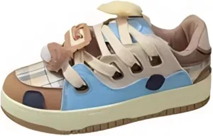Plush Cheesy-Cute Casual Sneakers with Fuzzy Charm Accents - Playful Everyday Footwear   Detachable Whimsical Decor