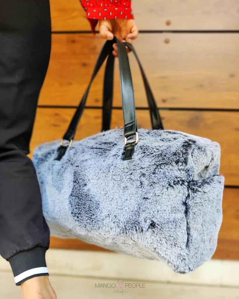 Plush Grey Duffle Bag