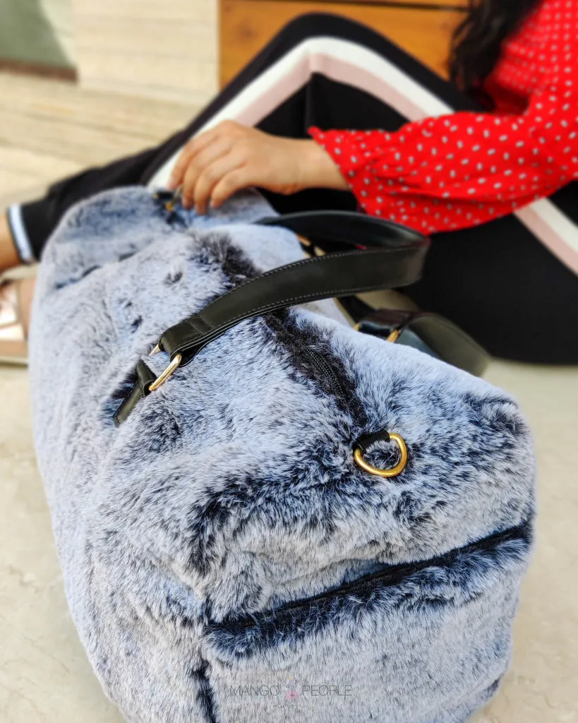 Plush Grey Duffle Bag