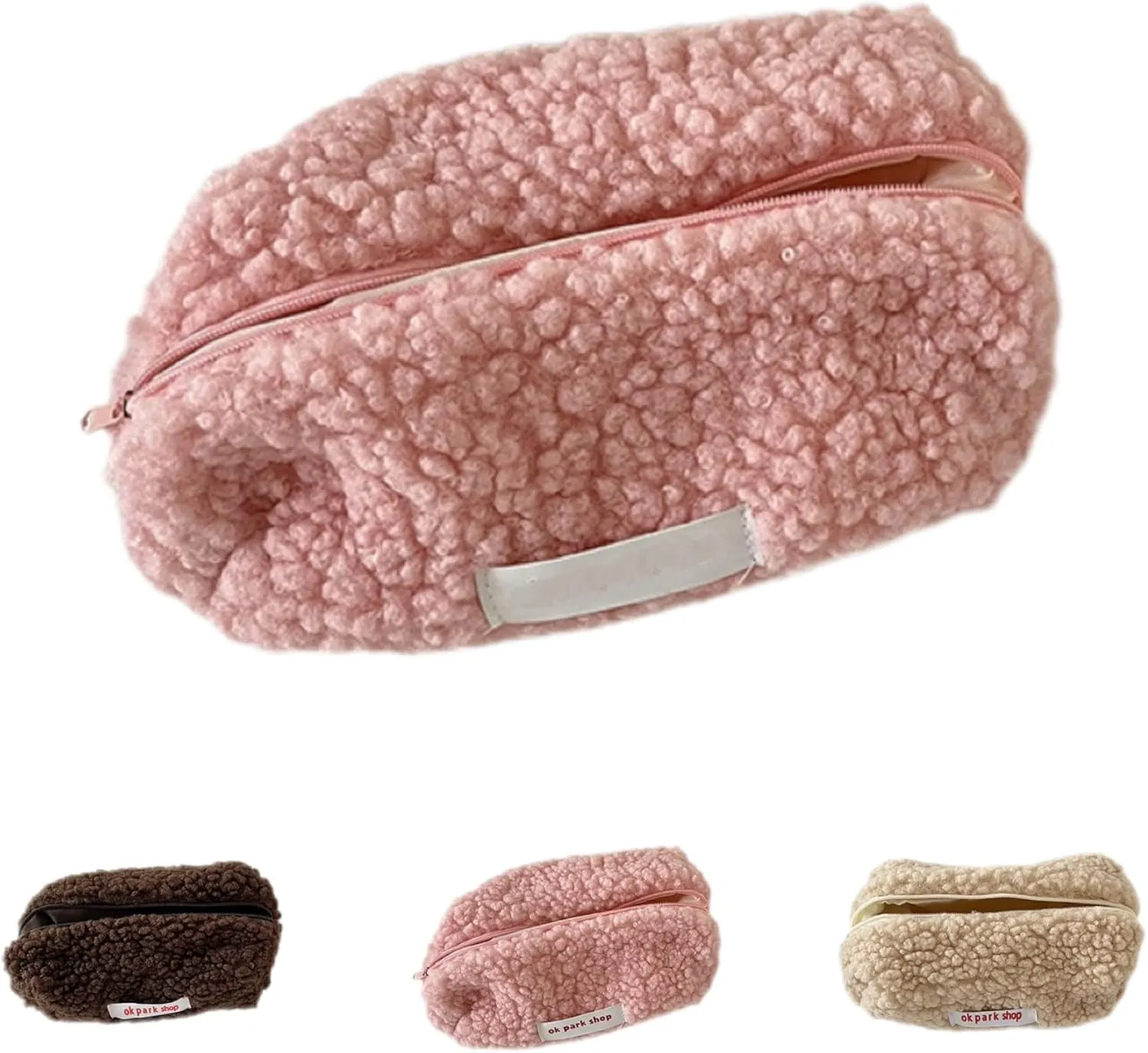 Plush Makeup Bag Lamb Wool Storage Bag Fuzzy Cosmetic Bags Travel Cosmetics Portable Storage Bag (pink)