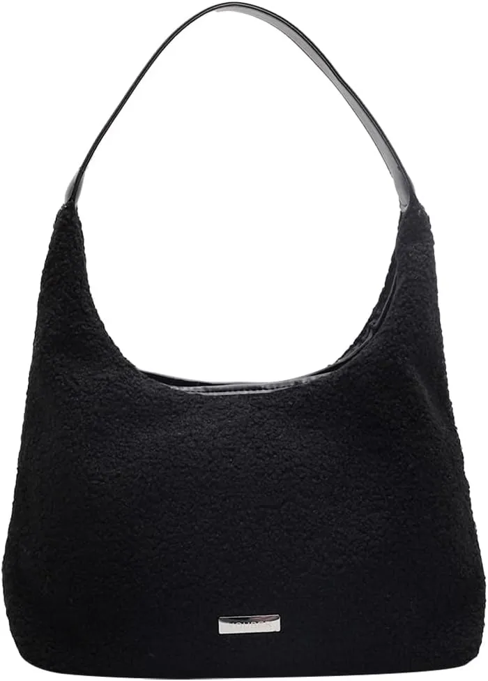Plush Shoulder Bag for Women Cute Fluffy Tote Handbag Large Capacity Plush Furry Tote Bag Ladies Faux Bag Shoppin