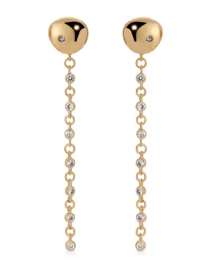 Polished Pebble Linear Chain Earrings
