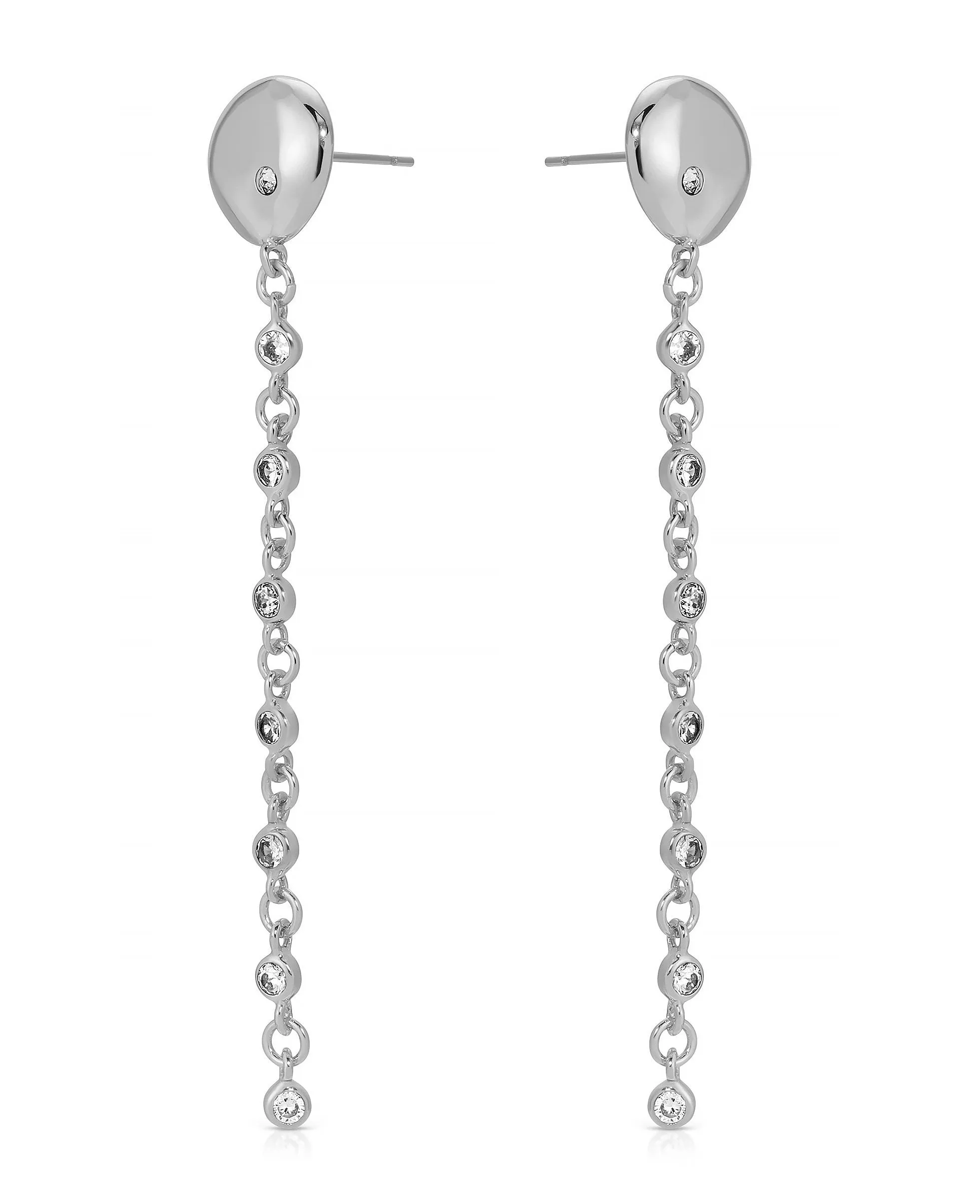 Polished Pebble Linear Chain Earrings