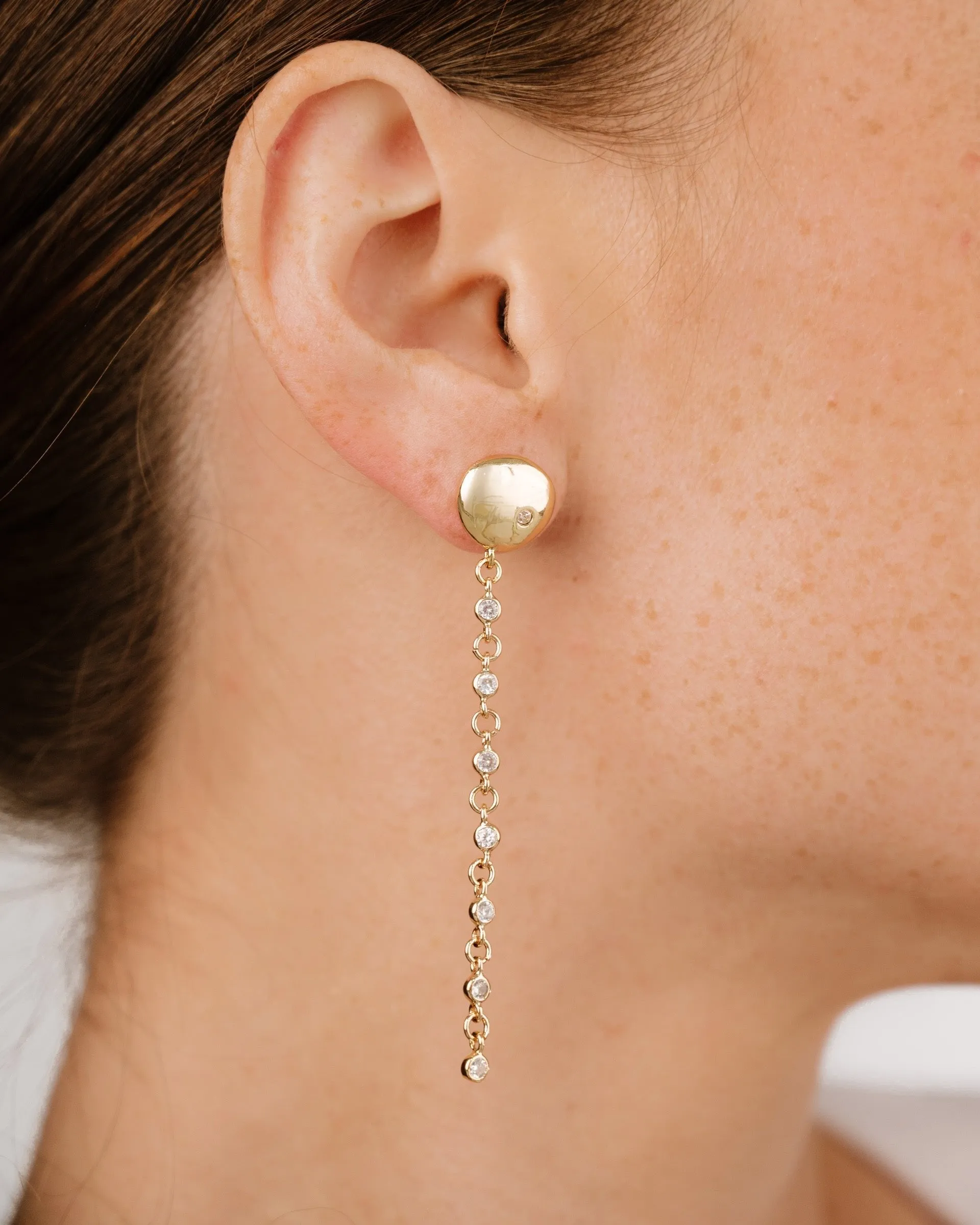 Polished Pebble Linear Chain Earrings