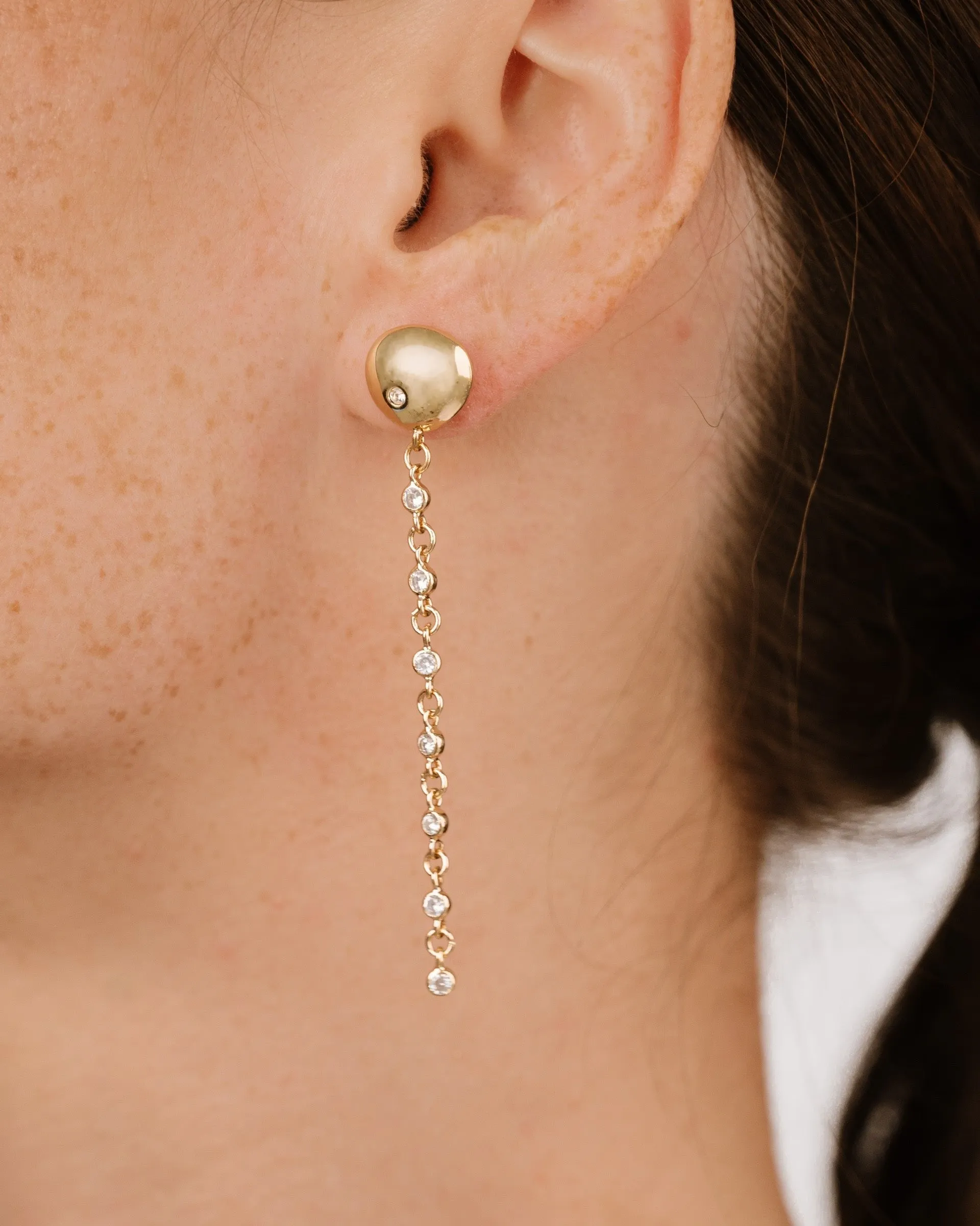 Polished Pebble Linear Chain Earrings