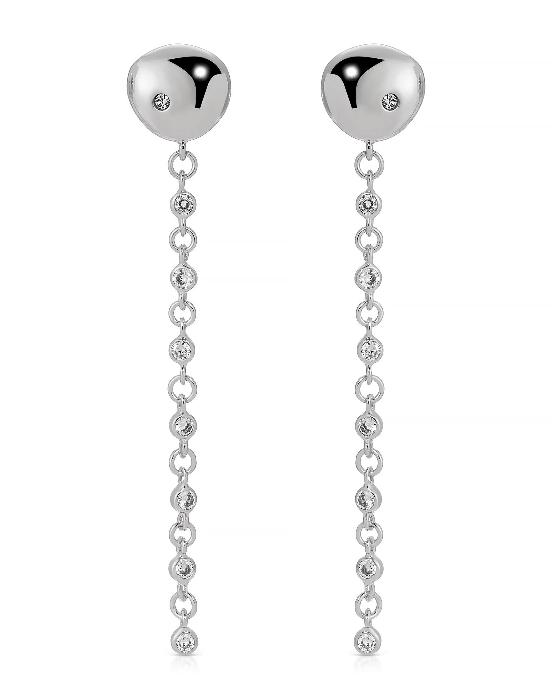 Polished Pebble Linear Chain Earrings