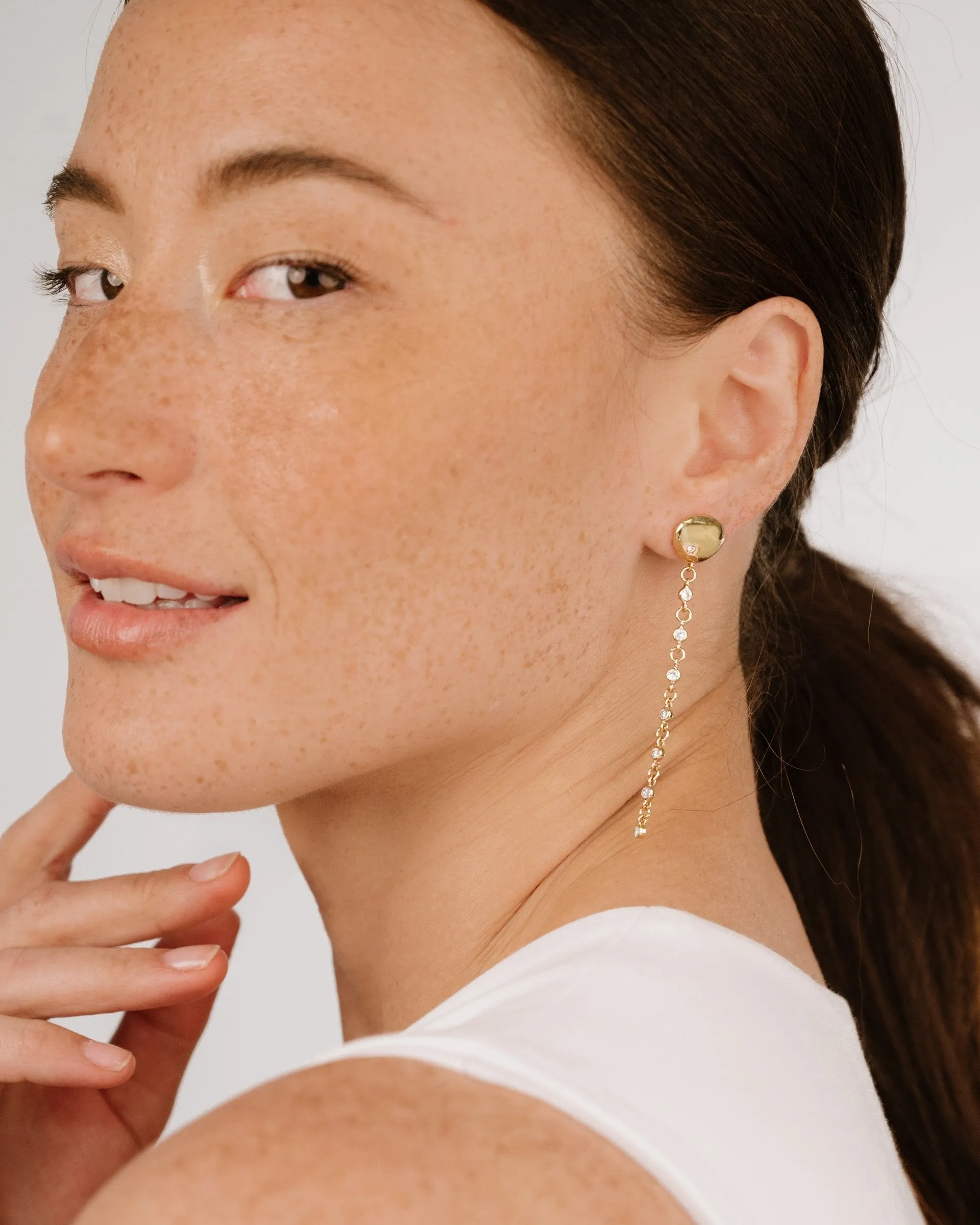 Polished Pebble Linear Chain Earrings