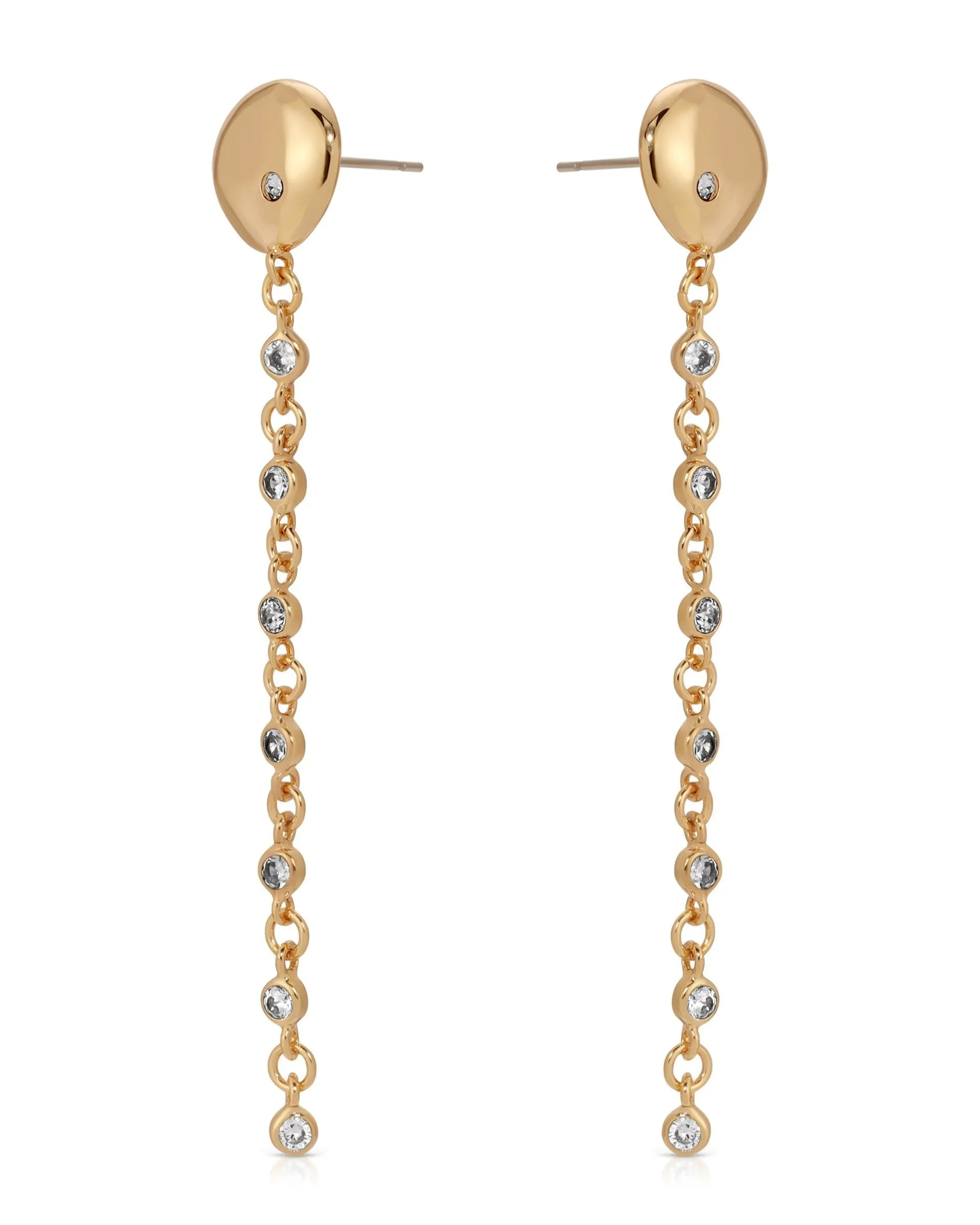 Polished Pebble Linear Chain Earrings