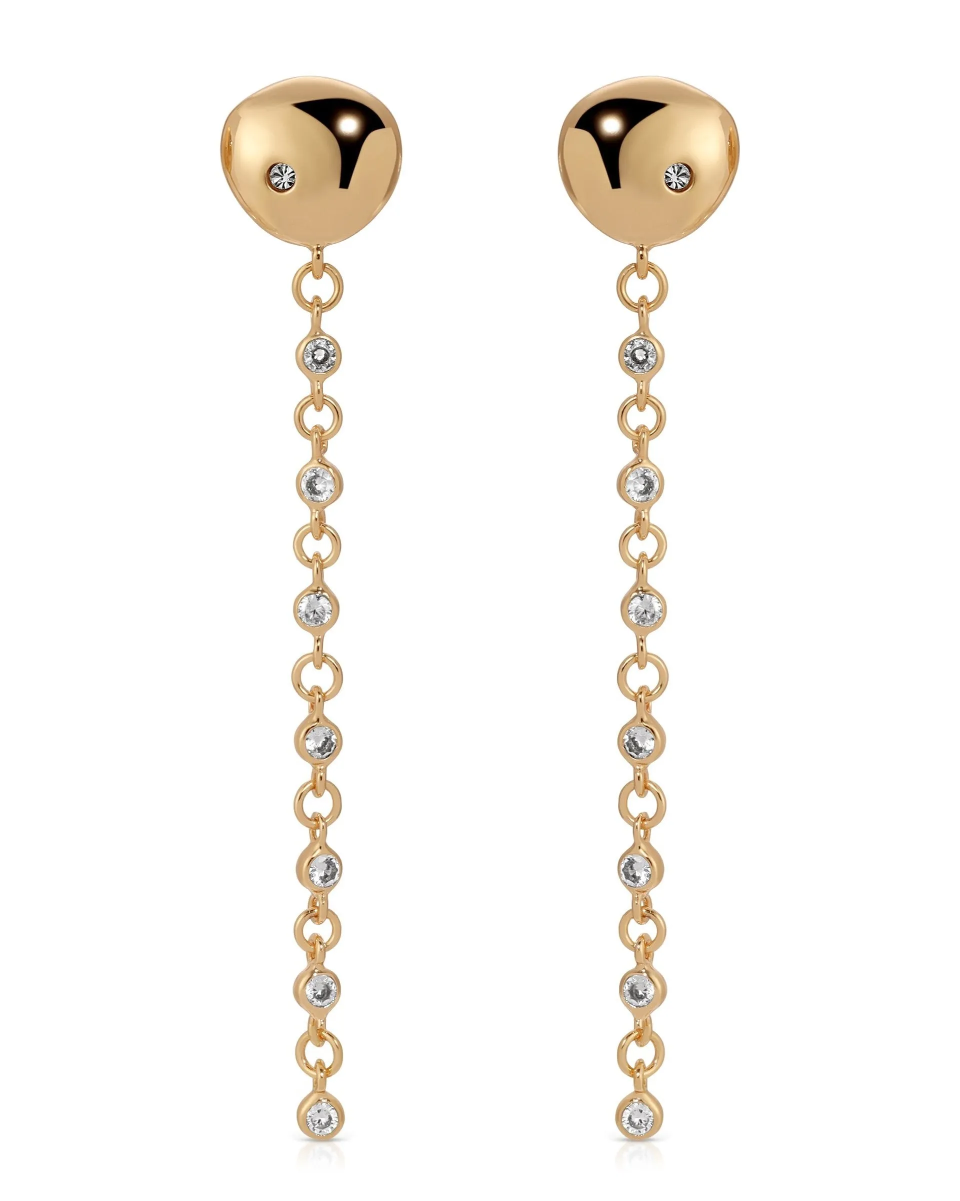 Polished Pebble Linear Chain Earrings