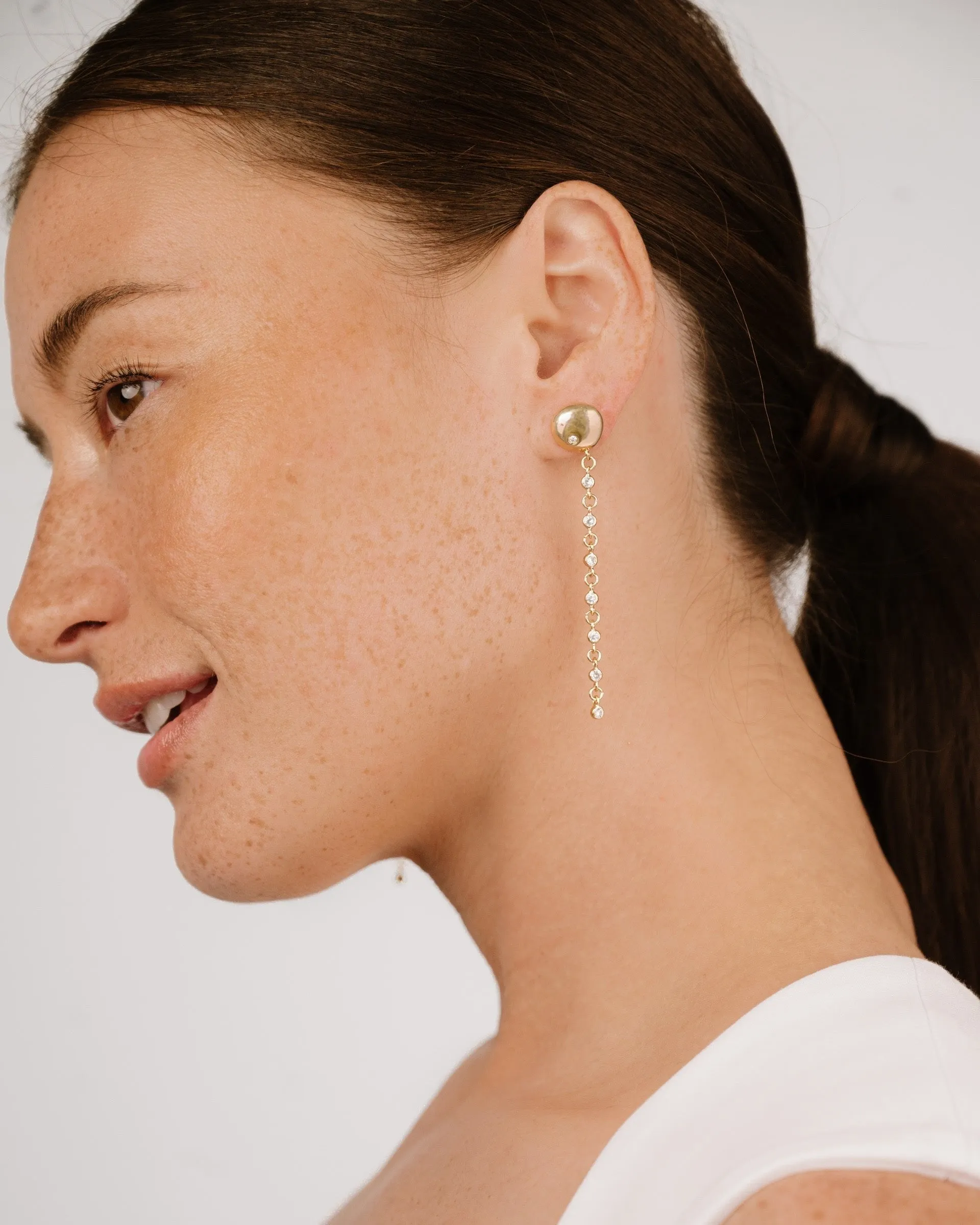 Polished Pebble Linear Chain Earrings