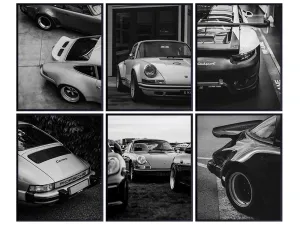 Porsche 911 Wall Decor for Men - Race Car Garage Decor - Sports car Retro Vintage Wall Art - Car Wall Decor - Man Cave Vintage car Masculine Decor - Classic Car Poster Set 8x10 - Teen Boys Room Decor