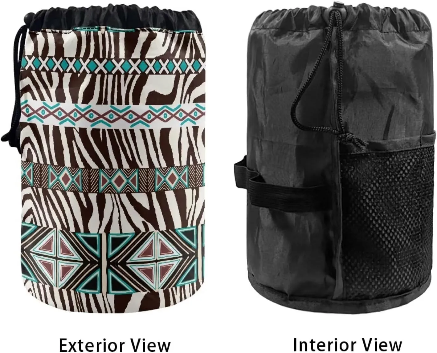 Portable Cosmetic Bag African Aztec Geometry Large Capacity Travel Cosmetic Bags for Women,Make up Case Organizer for Girls,Toiletry Bag for Makeup, Toiletries, Accessories White