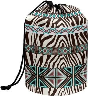 Portable Cosmetic Bag African Aztec Geometry Large Capacity Travel Cosmetic Bags for Women,Make up Case Organizer for Girls,Toiletry Bag for Makeup, Toiletries, Accessories White
