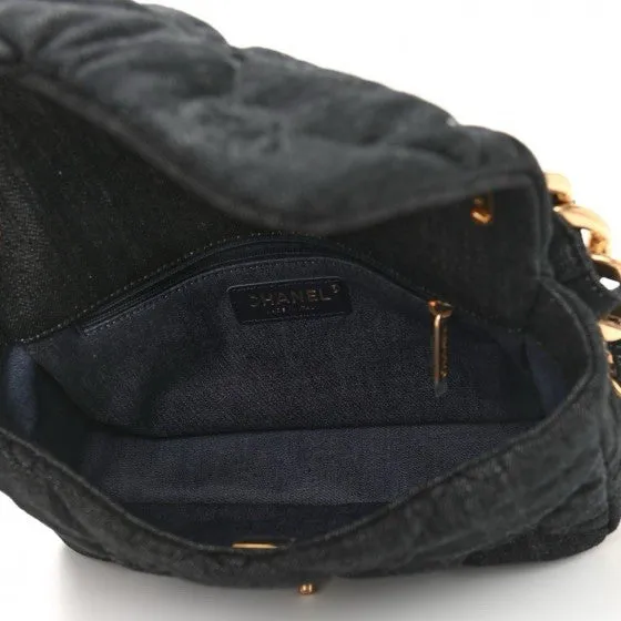Pre-owned - Chanel Funky Town Flap Bag CC Embossed Quilted Denim Medium New
