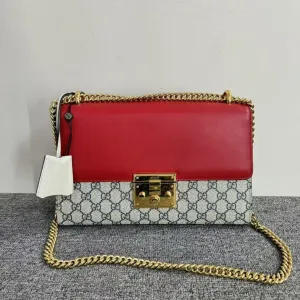 Preloved Gucci GG Padlock Bag Red Canvas Shoulder Bag