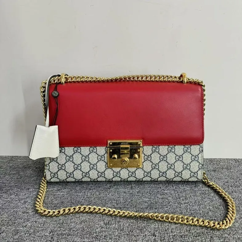 Preloved Gucci GG Padlock Bag Red Canvas Shoulder Bag