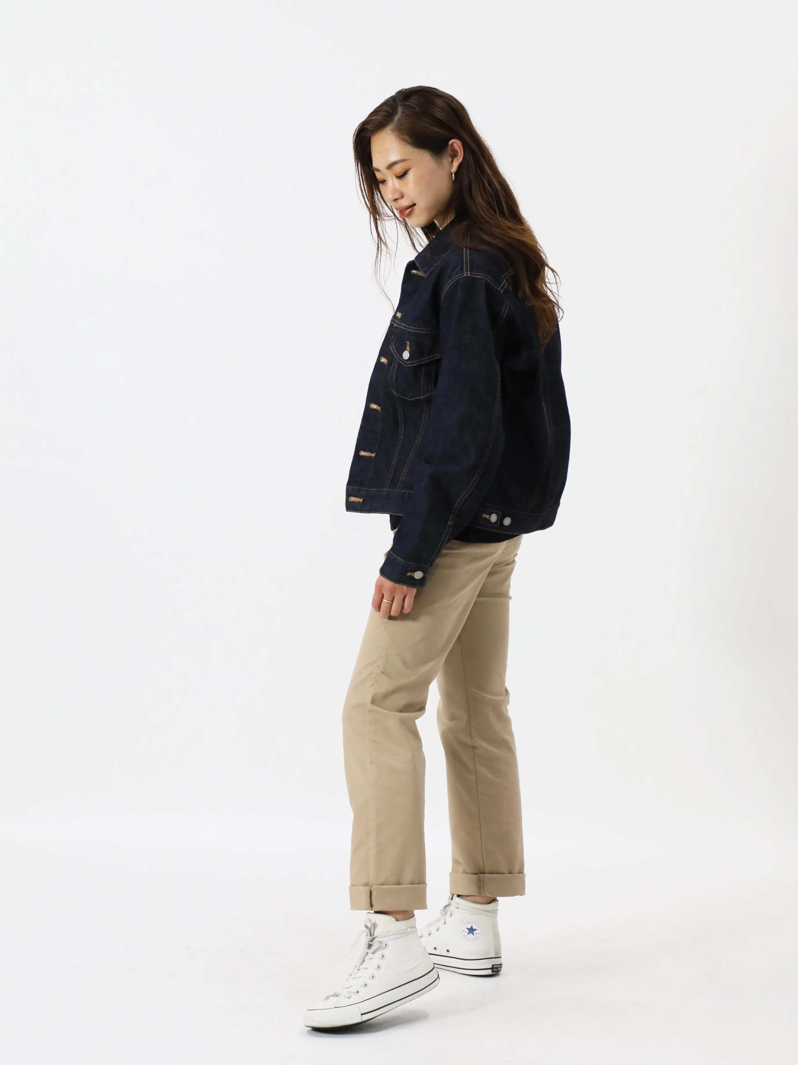 Premium denim jacket one-washed unisex