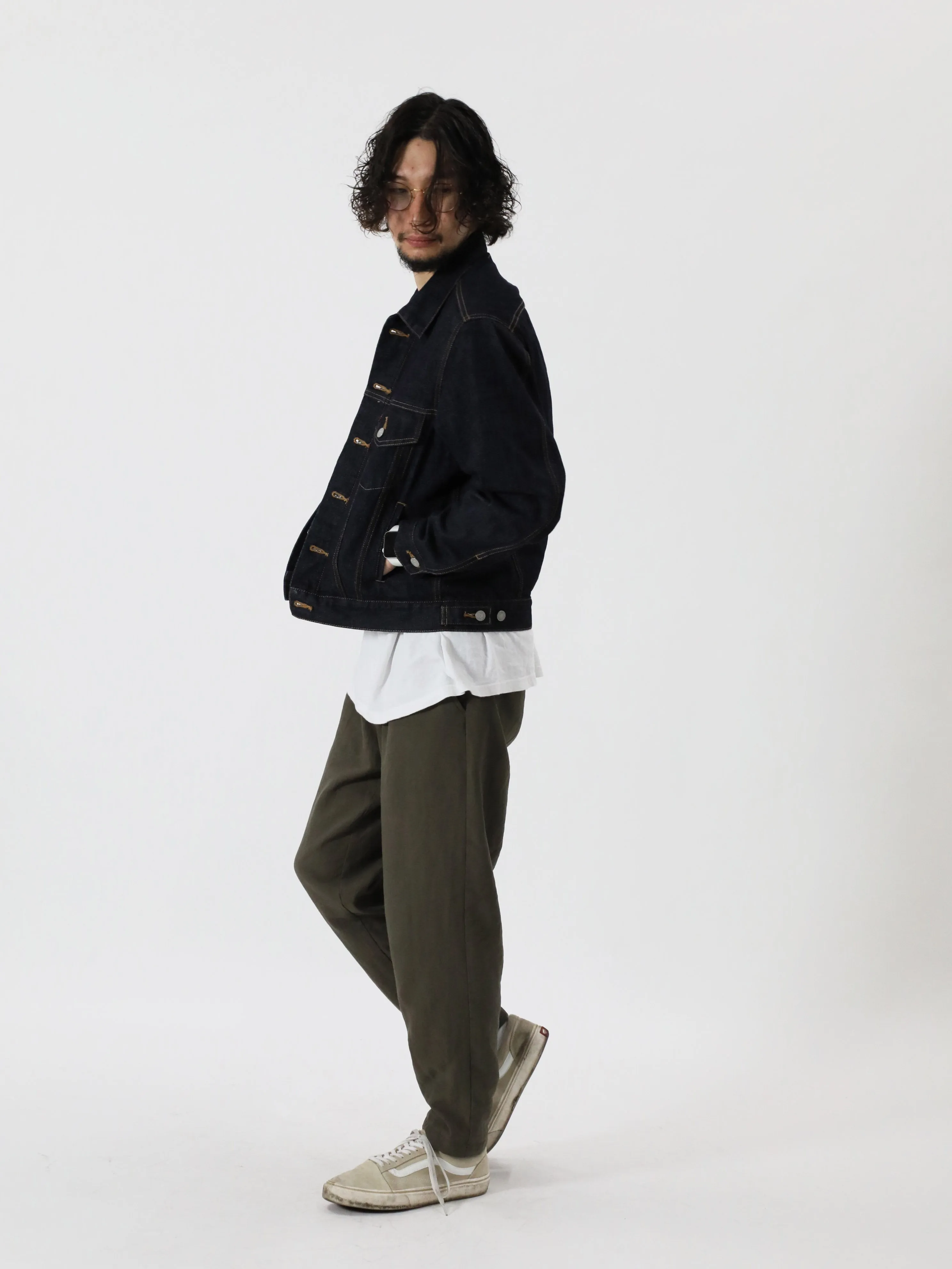 Premium denim jacket one-washed unisex