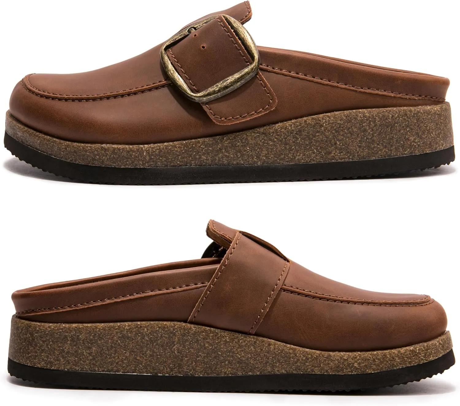 Premium Genuine Leather Women's Clogs - Slip-Resistant Non-Skid Sole, Plush Memory Foam Insole, Lightweight & Comfortable, Versatile for Work, Casual, or Outdoor Occasions