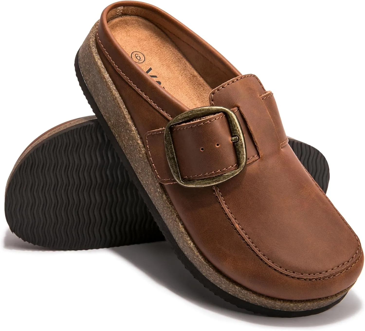 Premium Genuine Leather Women's Clogs - Slip-Resistant Non-Skid Sole, Plush Memory Foam Insole, Lightweight & Comfortable, Versatile for Work, Casual, or Outdoor Occasions