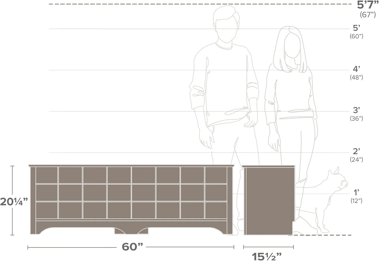 Prepac White Hall Bench with Storage and Seating: 24-Shoe Cubby Bench, Ideal White Shoe Rack for Entryway, Sized 15.5" D x 60" W x 20.25" H