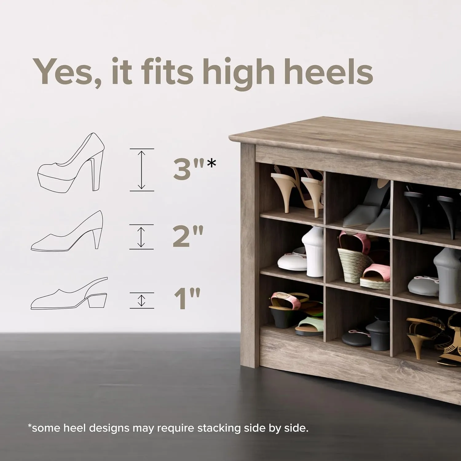 Prepac White Hall Bench with Storage and Seating: 24-Shoe Cubby Bench, Ideal White Shoe Rack for Entryway, Sized 15.5" D x 60" W x 20.25" H