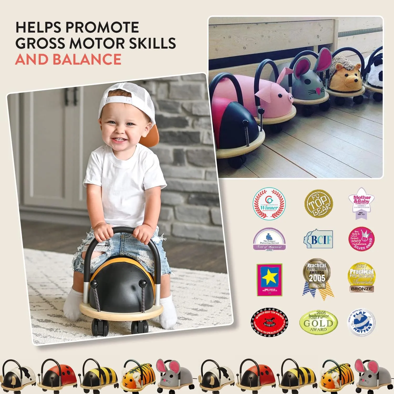 Prince Lionheart Wheely Ride-On Toy for Kids | Multi-Directional Casters | Helps Promote Gross Motor Skills and Balance | Hedgehog | Small