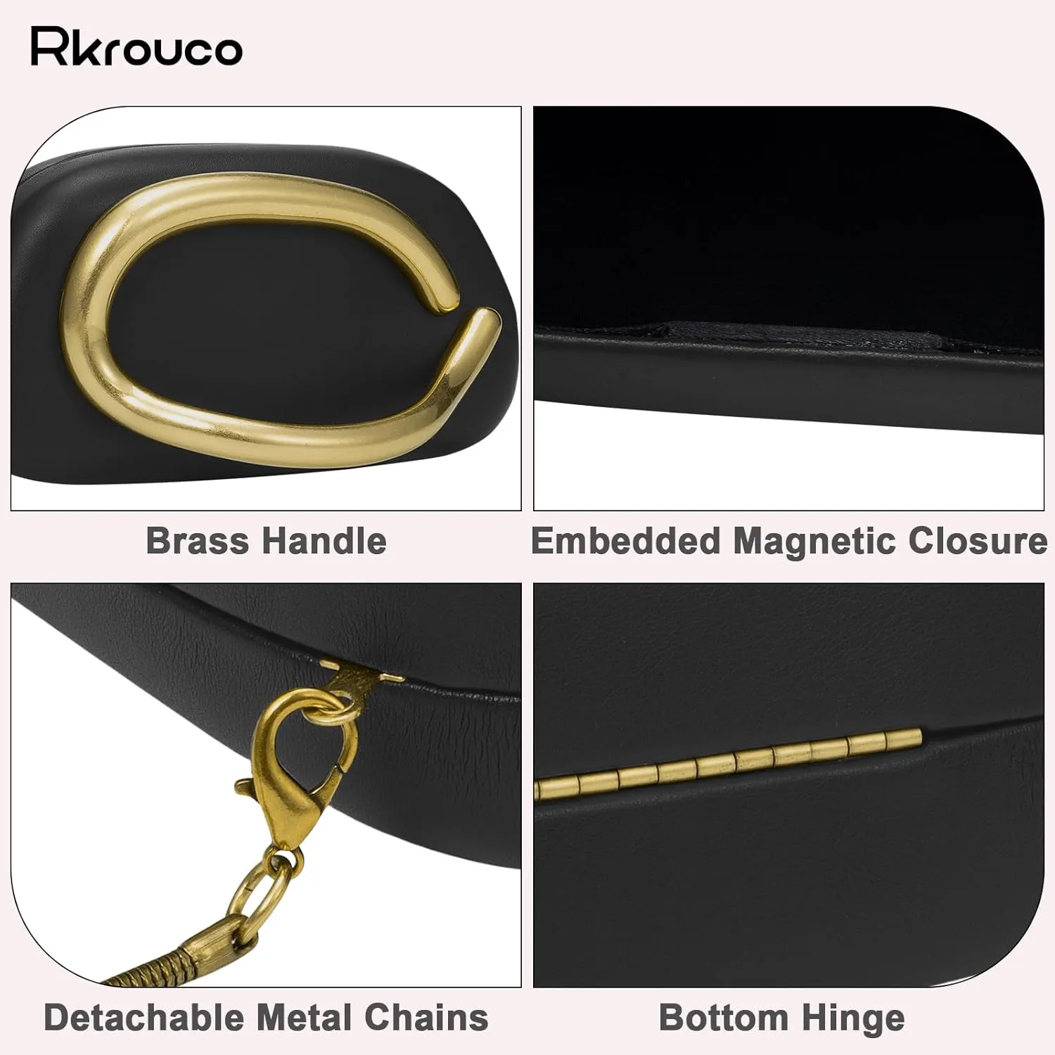 PU Leather Women's Evening Handbags Chocolates Clutch Purse Easy Match with Chain Crossbody Metal Decoration Shoulder Bag