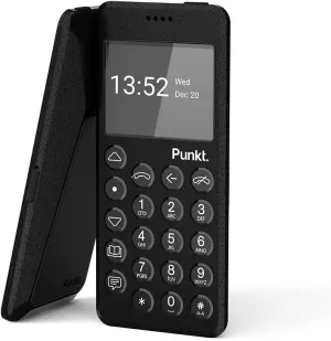 Punkt. MP02 4G LTE Minimalist Mobile Phone - Unlocked Cell Phone with Nano-SIM, Wi-Fi Hotspot, 2GB RAM 16GB Storage, Bluetooth, Digital Security, Multiband - Black