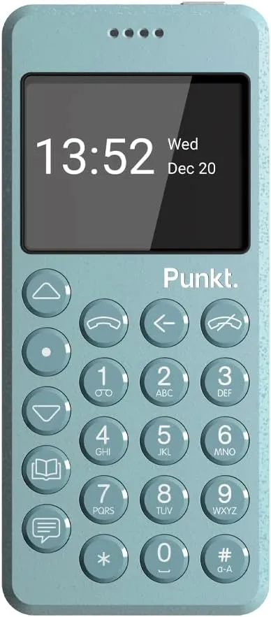 Punkt. MP02 4G LTE Minimalist Mobile Phone - Unlocked Cell Phone with Nano-SIM, Wi-Fi Hotspot, 2GB RAM 16GB Storage, Bluetooth, Digital Security, Multiband - Light Blue
