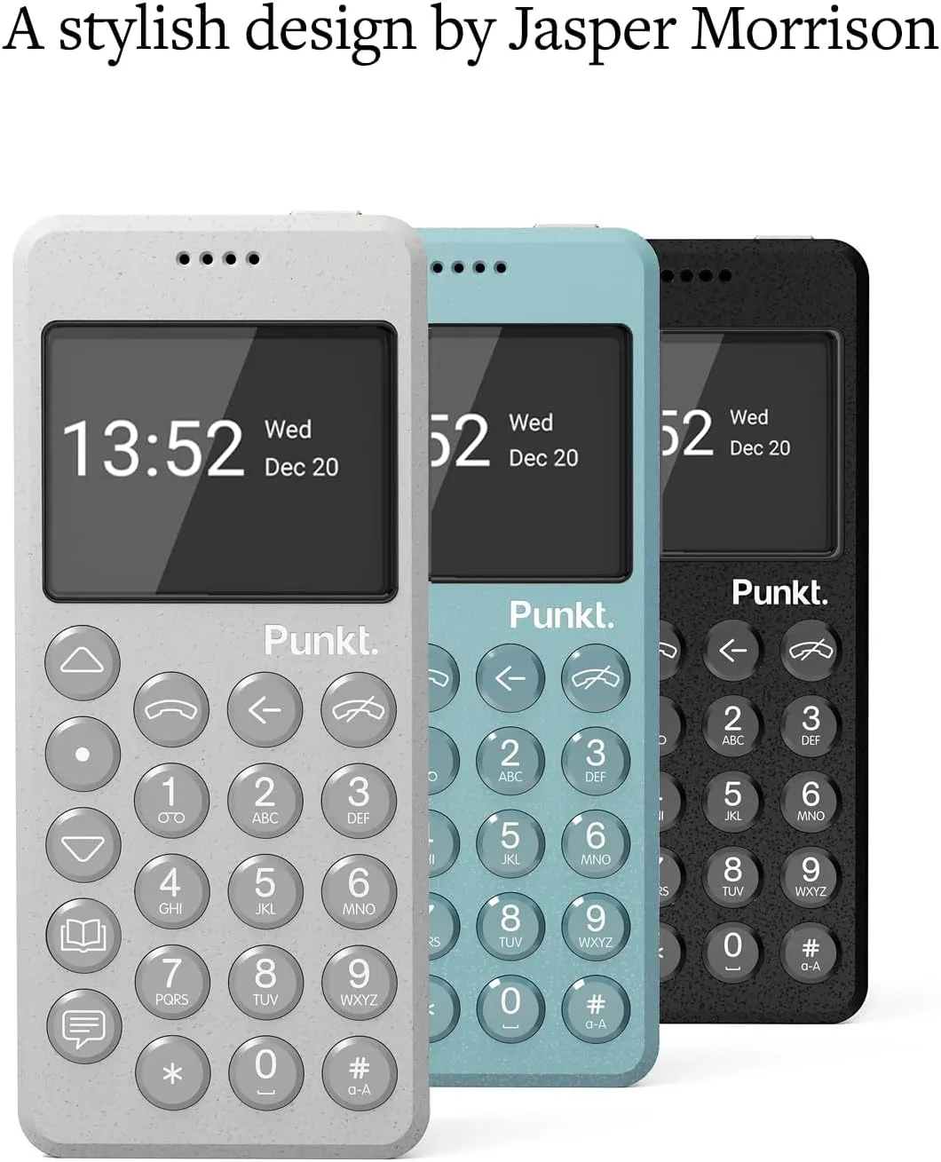 Punkt. MP02 4G LTE Minimalist Mobile Phone - Unlocked Cell Phone with Nano-SIM, Wi-Fi Hotspot, 2GB RAM 16GB Storage, Bluetooth, Digital Security, Multiband - Light Grey
