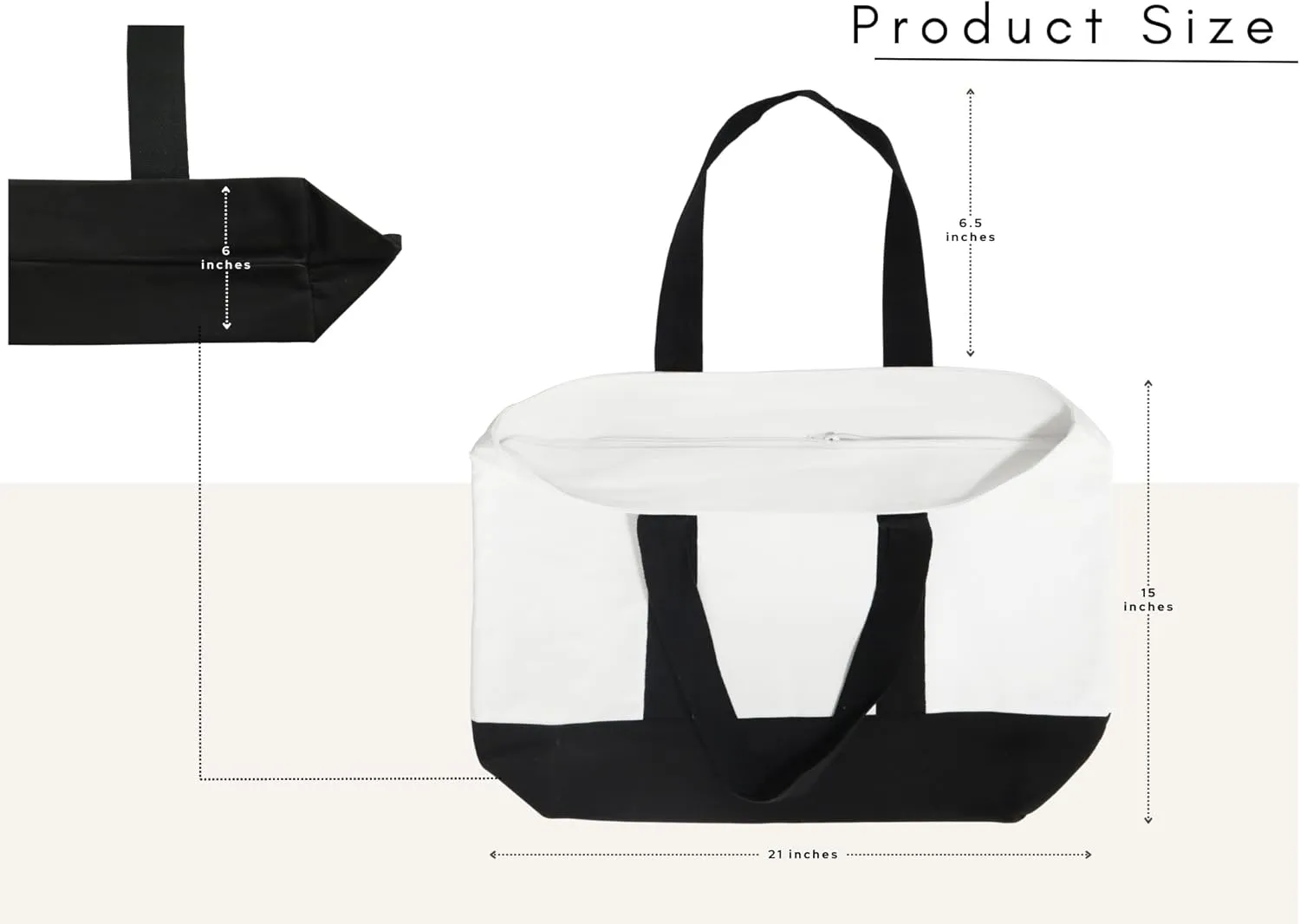 PurpleEssences Heavy Duty Canvas Tote Bag with External Pocket and Top Zipper Closure, Ideal for Women Daily Essentials