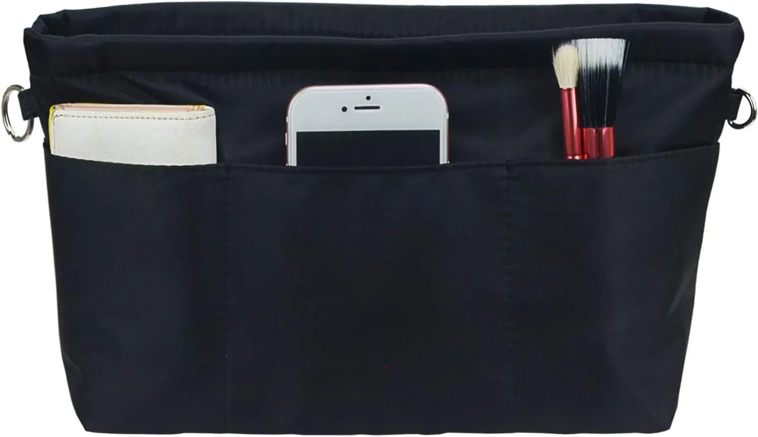 Purse Organizer Insert for Handbags, Nylon Tote Bag Organizer Insert Zipper Bag for Women Black X-Large