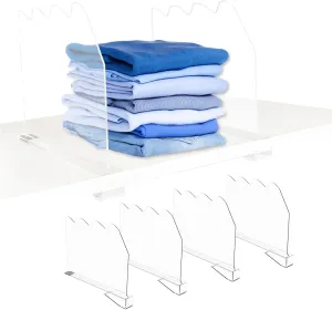 Purse Organizer New Wavy Design, Adjustable Acrylic Clear Shelf Dividers for Closet Organization and Storage, Towel Sweater Clothes Legging Pants Purse Bookshelf Organizer for Closet