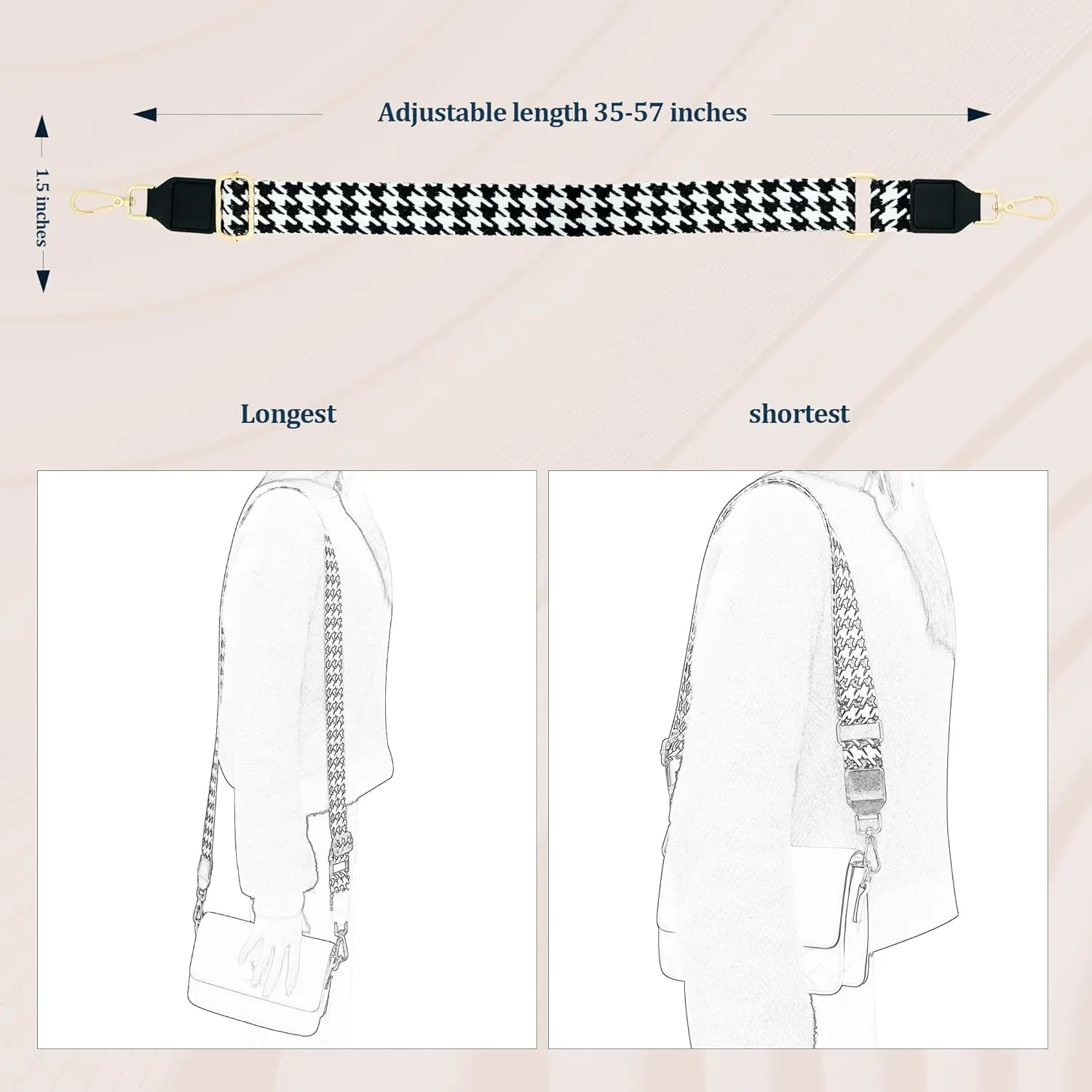 Purse Strap,Replacement Wide Crossbody Strap Adjustable Shoulder Strap for Handbag Bag