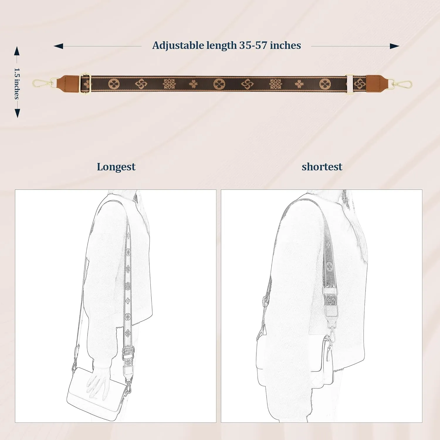Purse Strap,Replacement Wide Crossbody Strap Adjustable Shoulder Strap for Handbag Bag