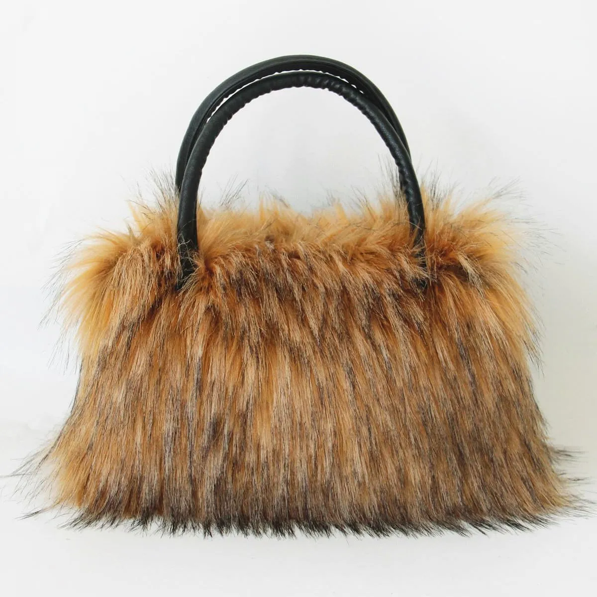 QMFUR Women's Shoulder Handbags Furry Fluffy Fuzzy Faux Fur Tote Bag Satchel Handles Handbag