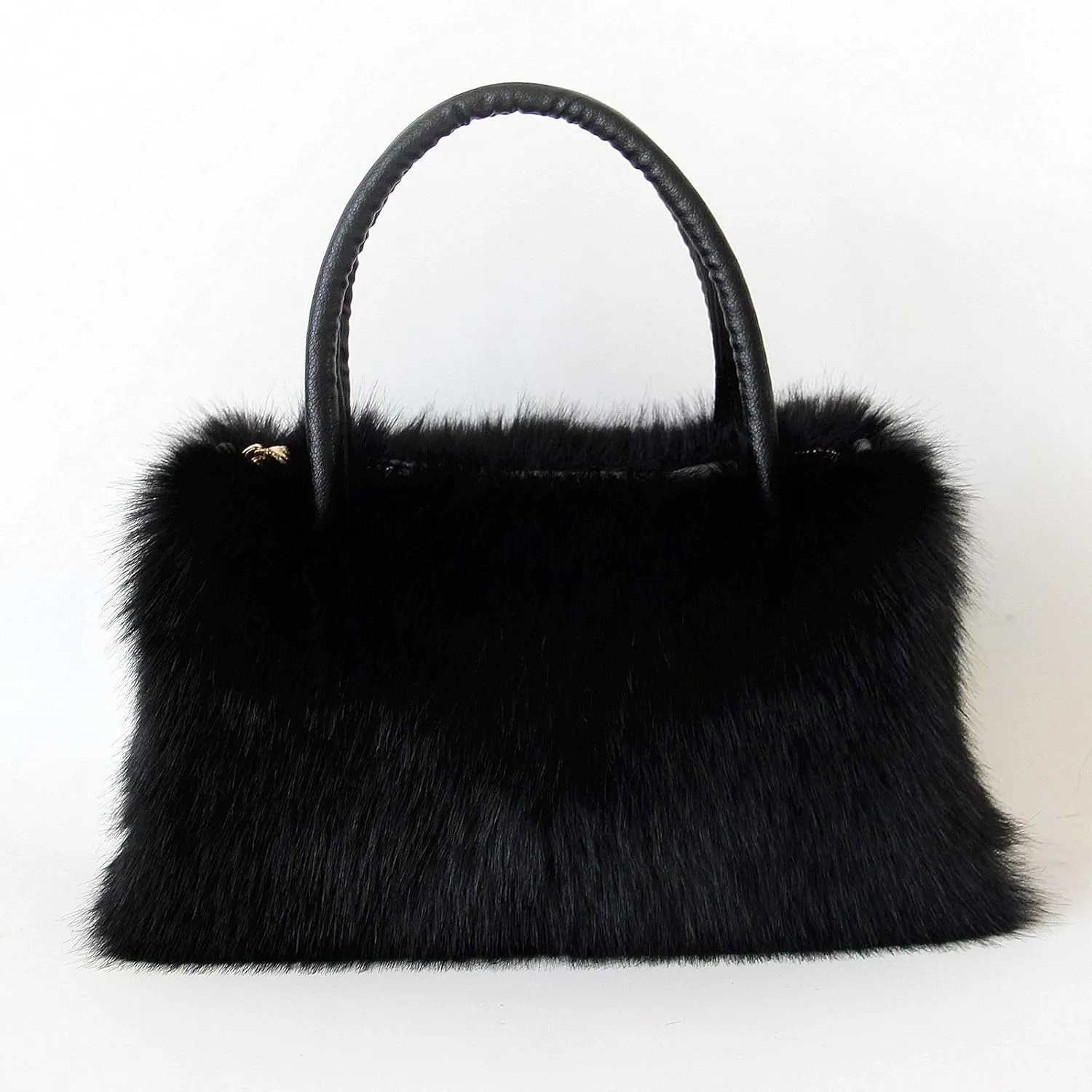 QMFUR Women's Shoulder Handbags Furry Fluffy Fuzzy Faux Fur Tote Bag Satchel Handles Handbag