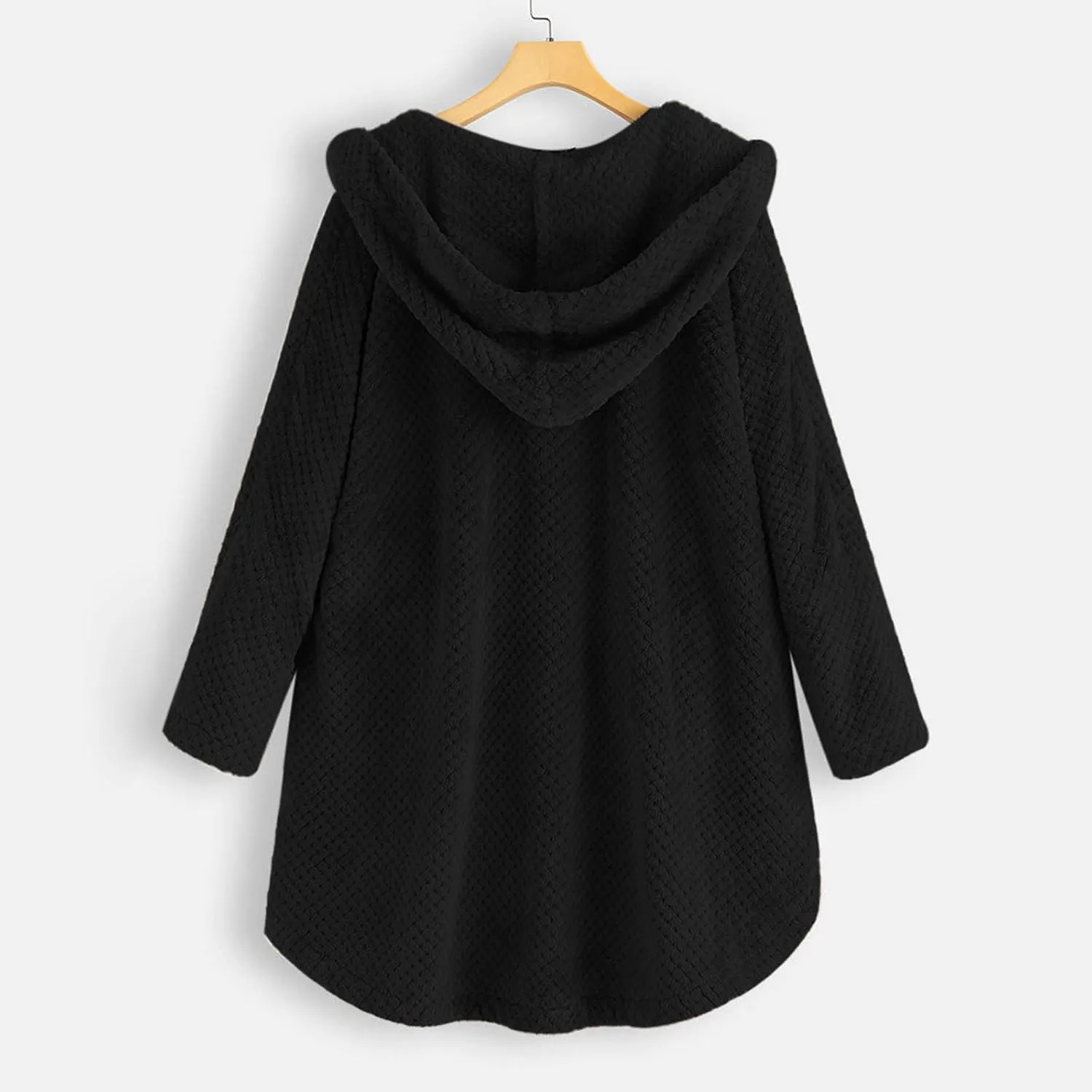 QWENTMTNTY Womens Winter Fuzzy Fleece Jacket Oversized Casual Trendy Hooded Cardigan Coat Winter Thermal Sherpa Outerwear