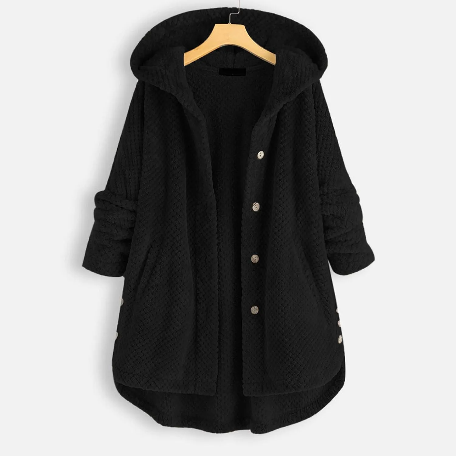 QWENTMTNTY Womens Winter Fuzzy Fleece Jacket Oversized Casual Trendy Hooded Cardigan Coat Winter Thermal Sherpa Outerwear