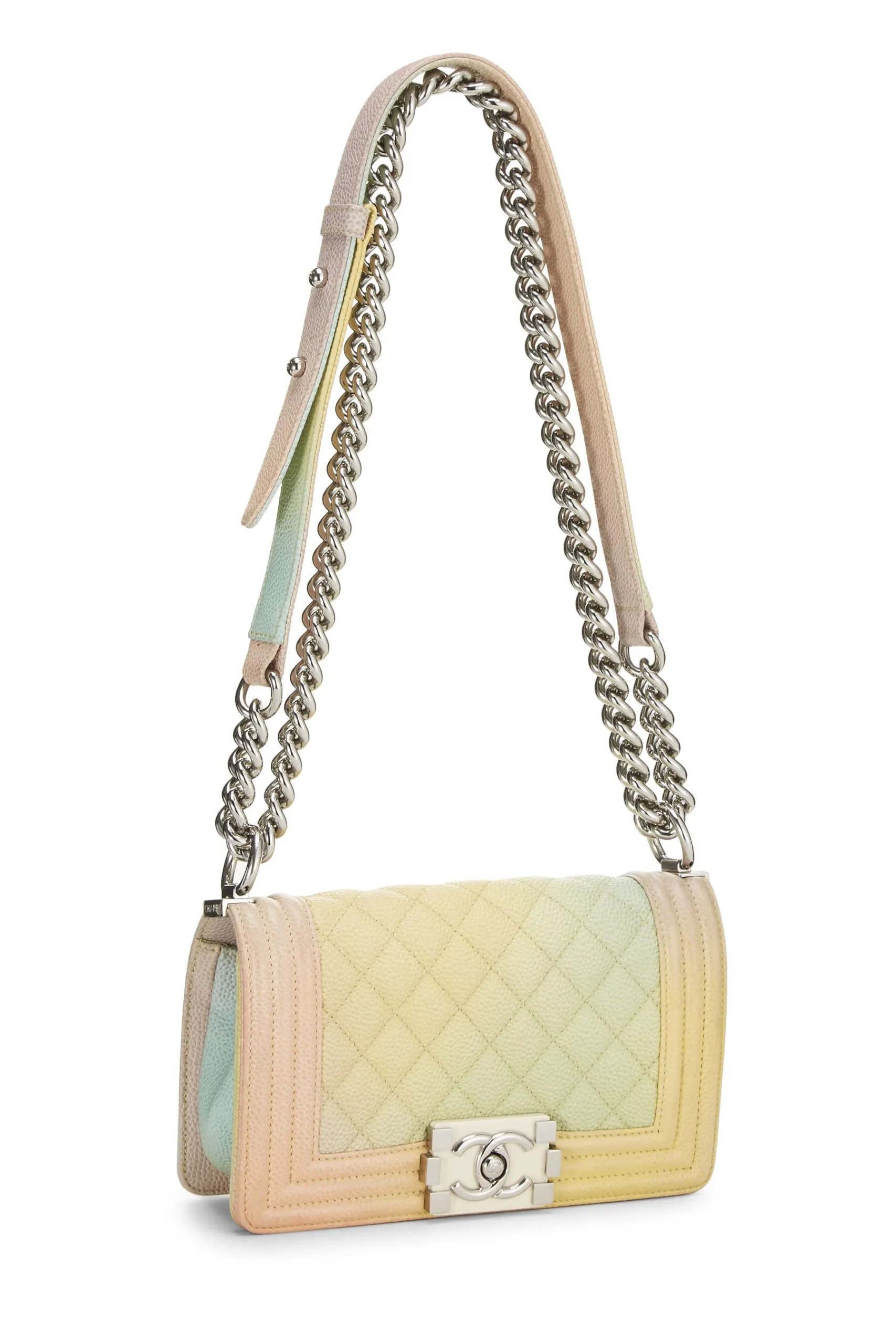 Rainbow Small, Multi Chanel, Elegant  Caviar Bag Boy Quilted Streamlined
