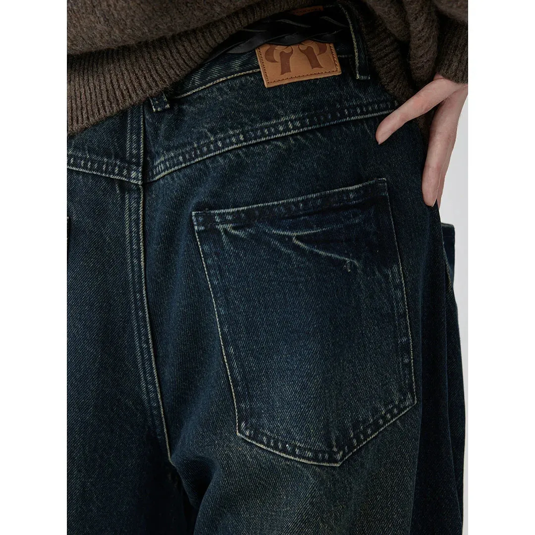 Raw Edge Wide-Leg Jeans