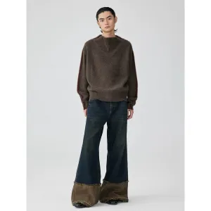 Raw Edge Wide-Leg Jeans