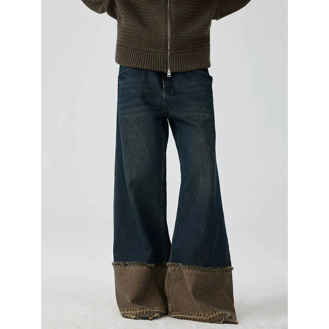 Raw Edge Wide-Leg Jeans