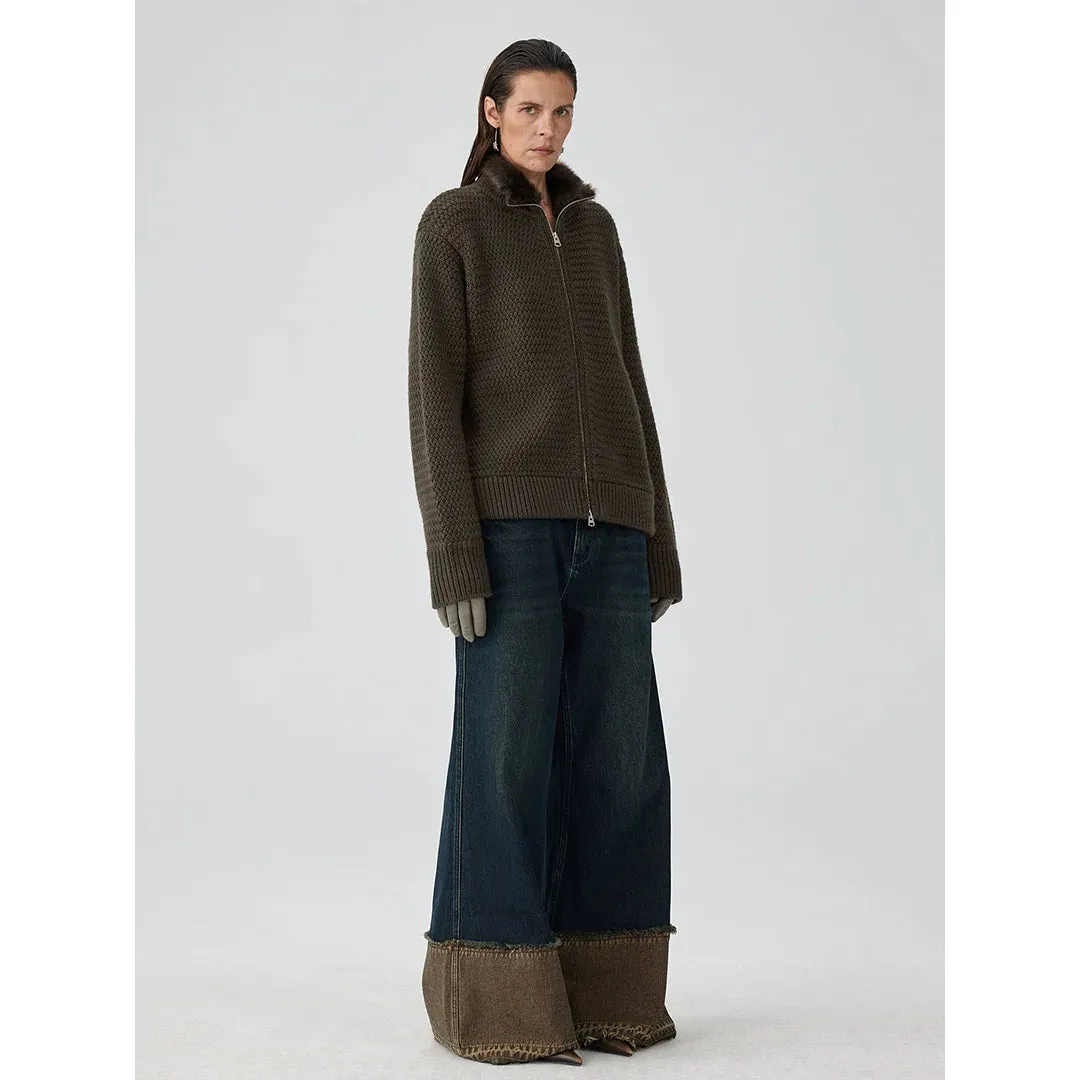 Raw Edge Wide-Leg Jeans